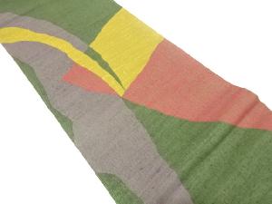 手織り紬　抽象模様織り出し袋帯